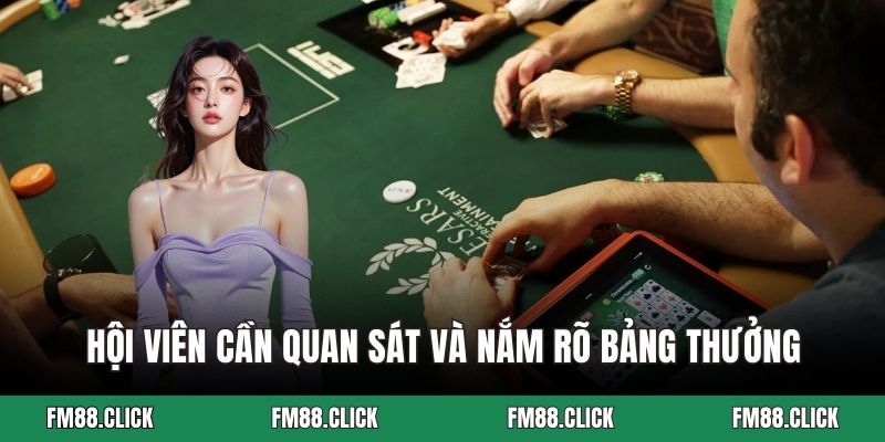 Hội viên cần quan sát và nắm rõ bảng thưởng